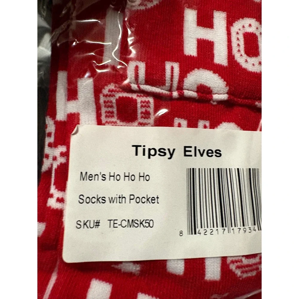 Tipsy Elves Mens Ho Ho Ho Socks with Pocket Red Green Christmas‎ Crew TE-CMSK50